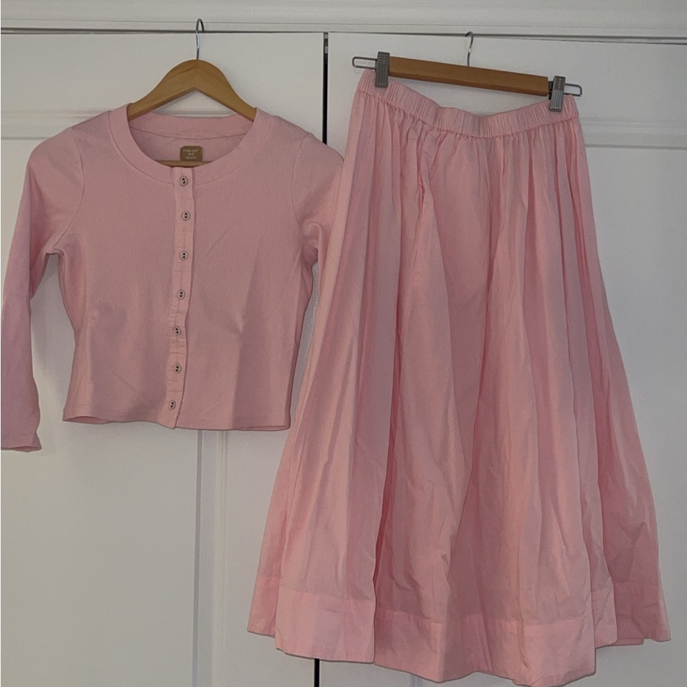 Free People Pink Cardigan and Skirt Set